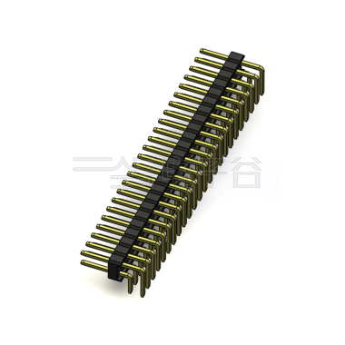 Pitch 2.54mm 90°双排 DIP 单塑排针 PC:3.0 2X24Pin 黑色 镀全金G/F
